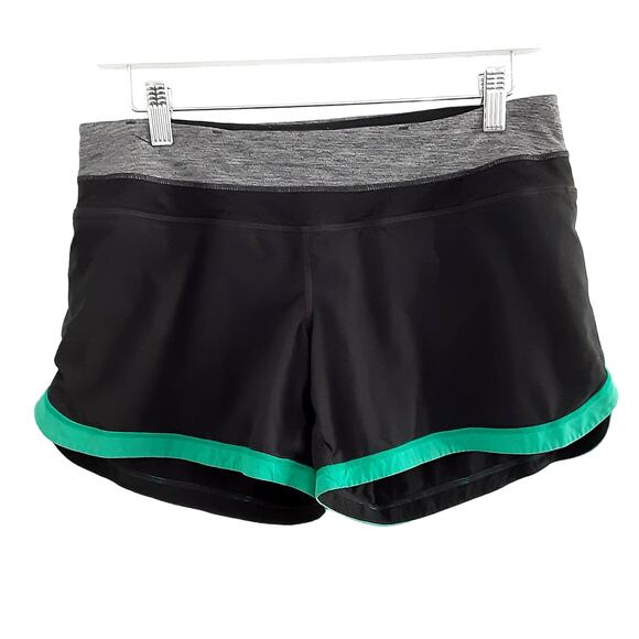 Lululemon Groovy Run Shorts Womens 6 Running Short Black Aqua Athletic Track - Picture 1 of 7